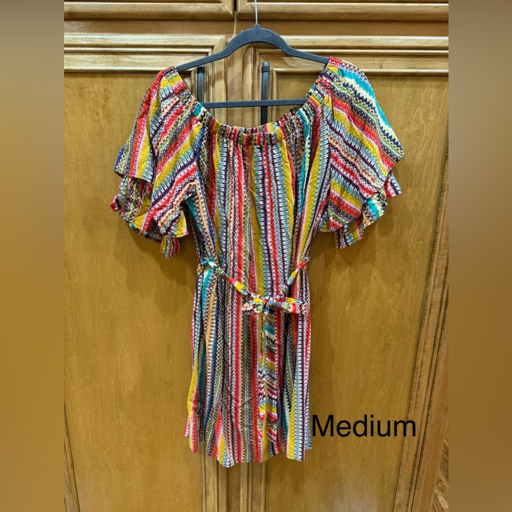 Colorful Striped Off-Shoulder Dress